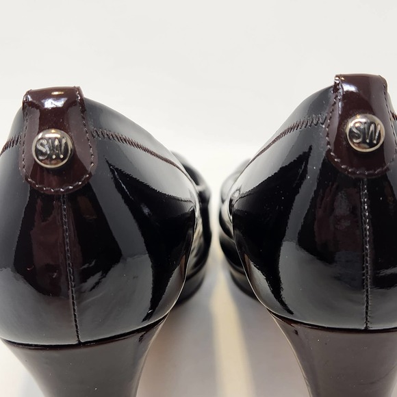 Stuart Weitzman Brown Ombre Patent Leather Peep Toe Pumps Heels Womens 8.5 M - Picture 8 of 11